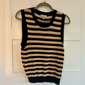 J. Crew Black and Tan Striped Tank Sweater